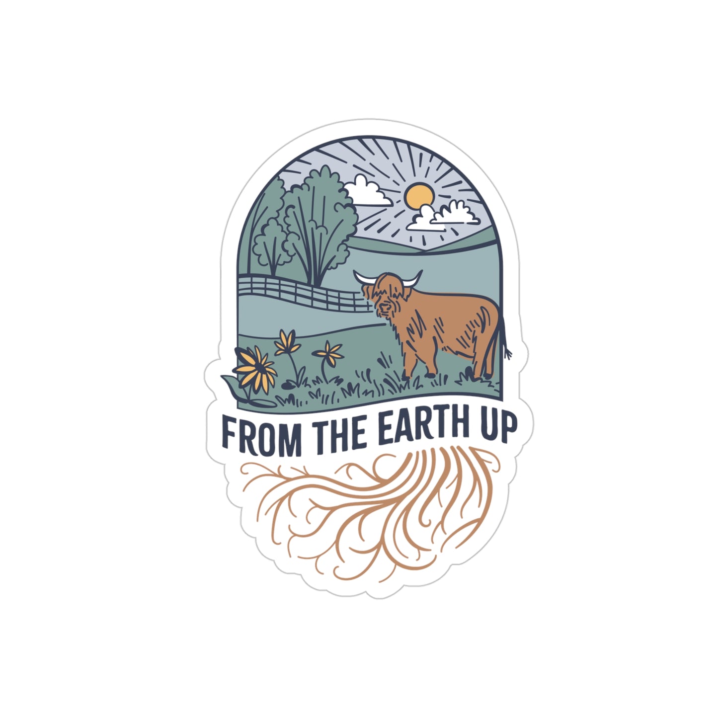 Rustic Outdoor Die-Cut Sticker - 'From the Earth Up' Design