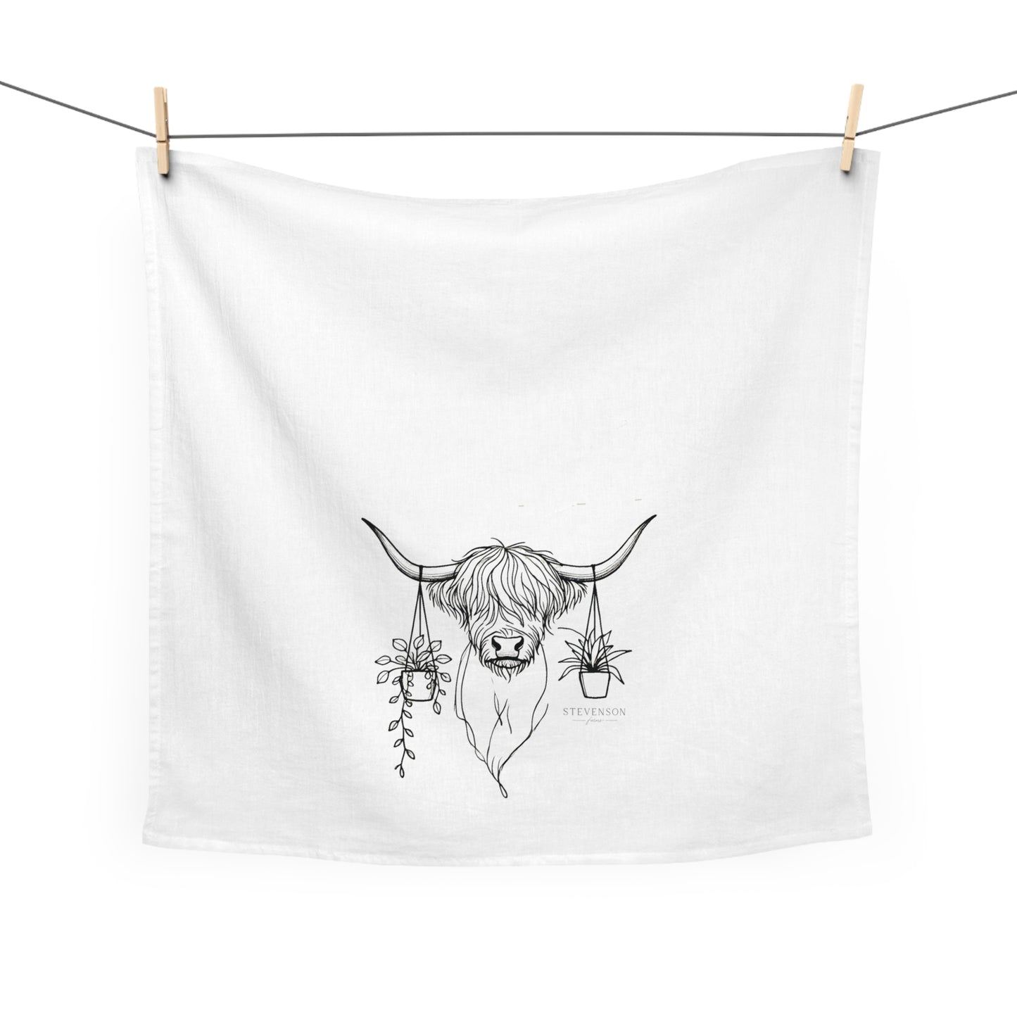 Farmhouse Chic Tea Towel with Highland Cow Design, Rustic Kitchen Decor, Gift for Farmhouse Lovers, Home and Garden