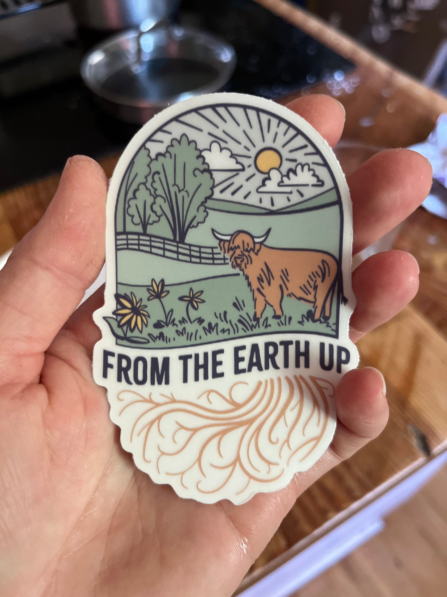 Rustic Outdoor Die-Cut Sticker - 'From the Earth Up' Design